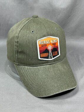 Rural King Strapback Hat Cap Green Agriculture Farmer Rancher Adjustable Mens